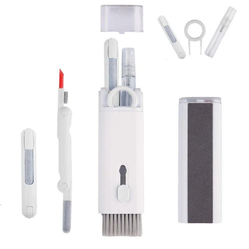 7-In-1 Computer Keyboard Cleaner Brush Kit Earphone Cleaning Pen for Headset Ipad Phone Cleaning Tools Cleaner Keycap Puller Kit